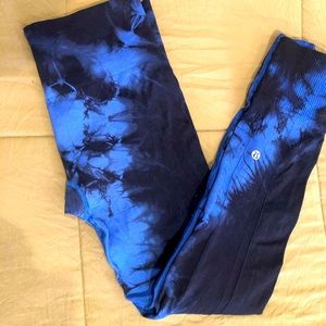 Blue and Black Tie Dye Leggings